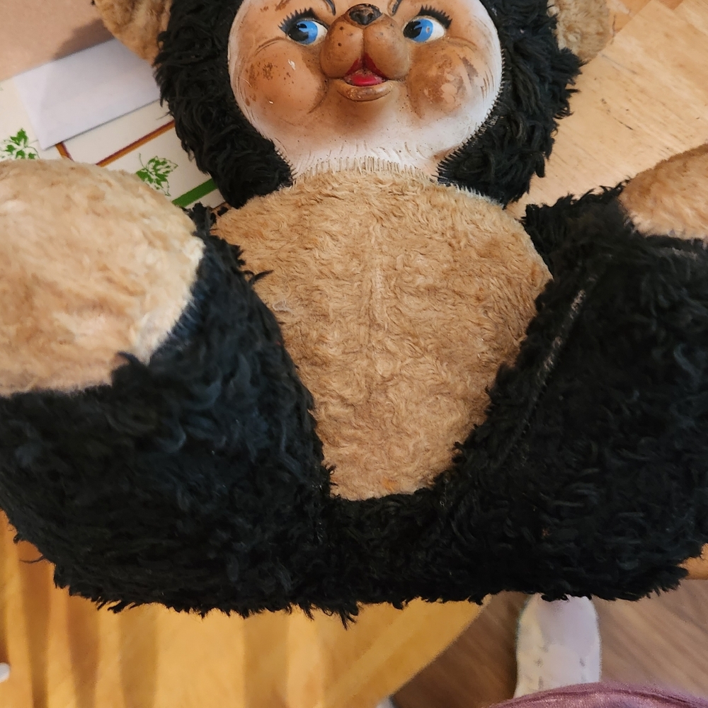 Vintage 1950 Rushton CHUBBY TUBBY BLACK TEDDY BEAR W/RUBBER FACE - Picture 6 of 11